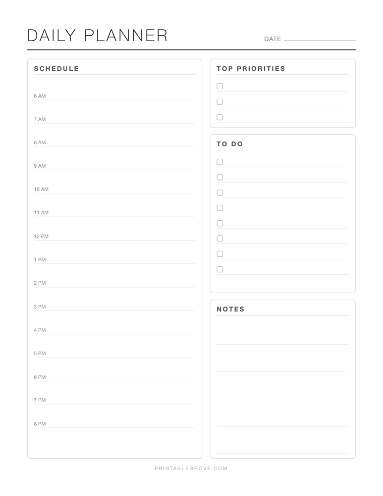 Minimalist Daily Planner — free printable PDF