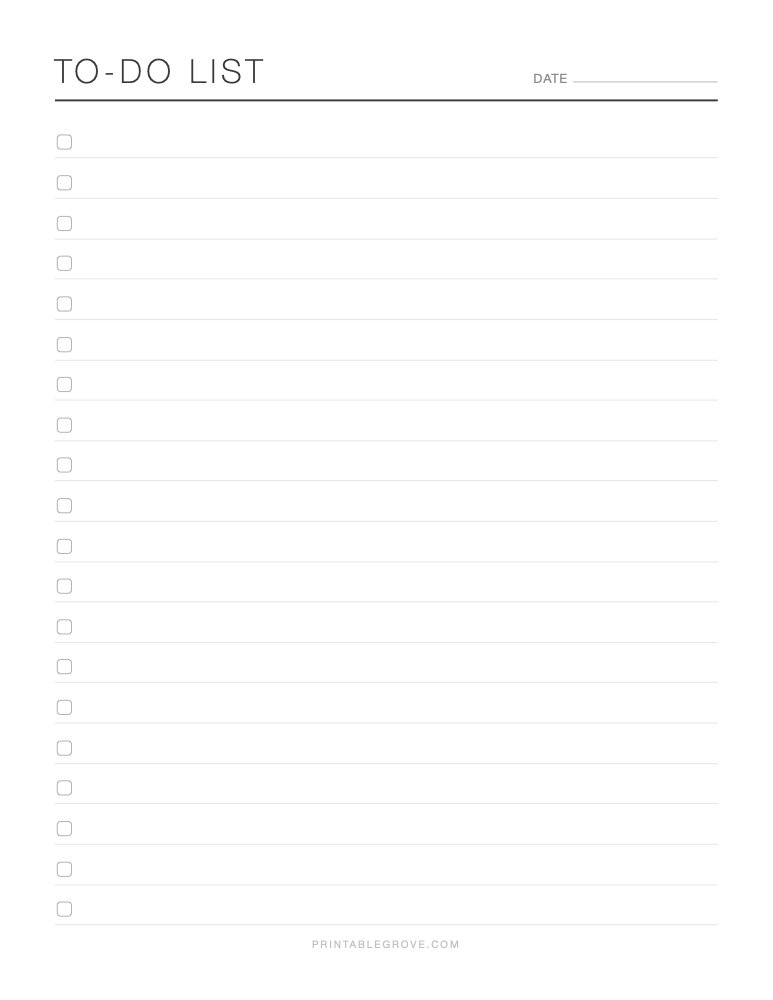 Simple To-Do List — free printable PDF
