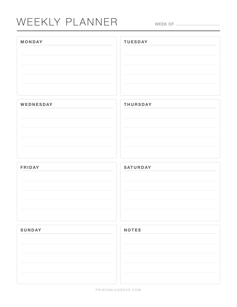 Minimalist Weekly Planner — free printable PDF